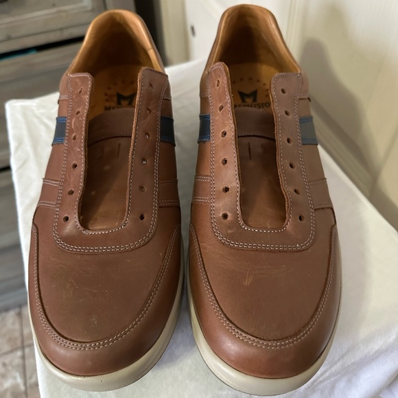Mephisto Men's Tan and Dark Blue Sneakers - Picture 4 of 8